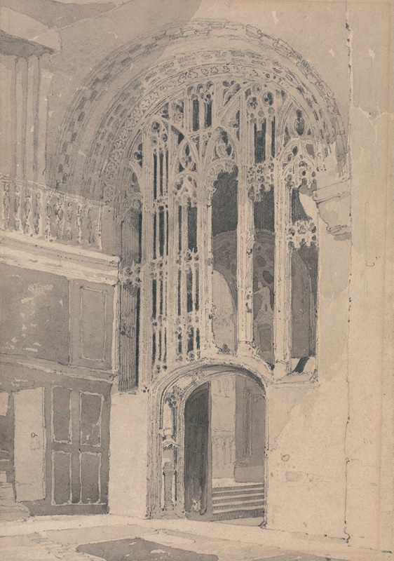 John Sell Cotman - Interior of Norwich Cathedral; Doorway and Screen Between the South Transept and the Aisle of the Presbytery