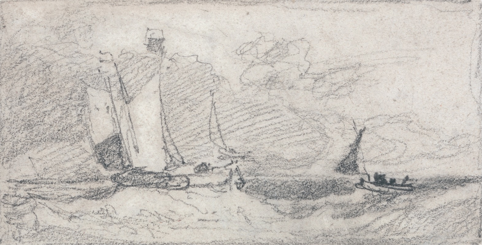 John Sell Cotman - Sailing Wherries and Boats in a Choppy Sea