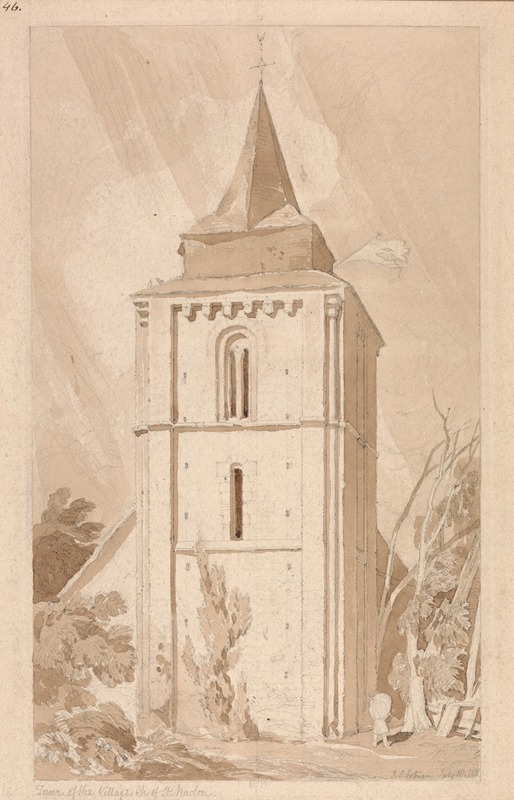 John Sell Cotman - Tower of the Village Church of Saint Maclou, Normandy
