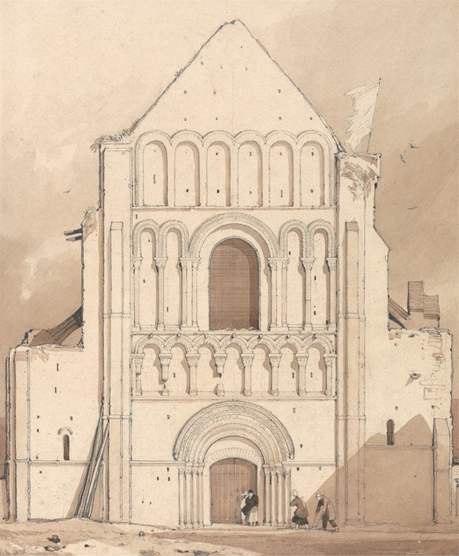 John Sell Cotman - West Front of the Church of Oyestraham [Ouistreham], near Caen, Normandy