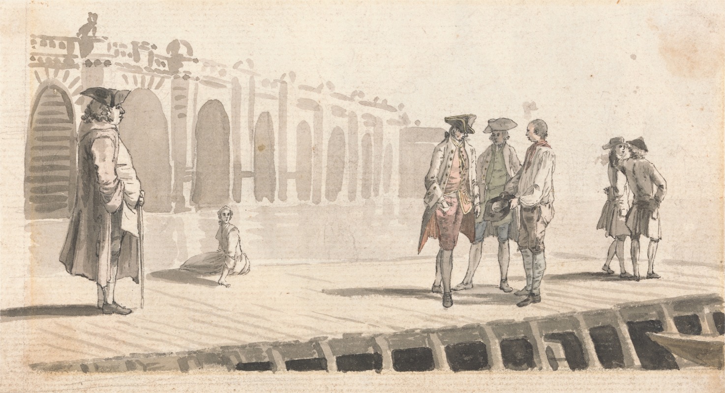 Paul Sandby - A Group of Men on Westminster Pier