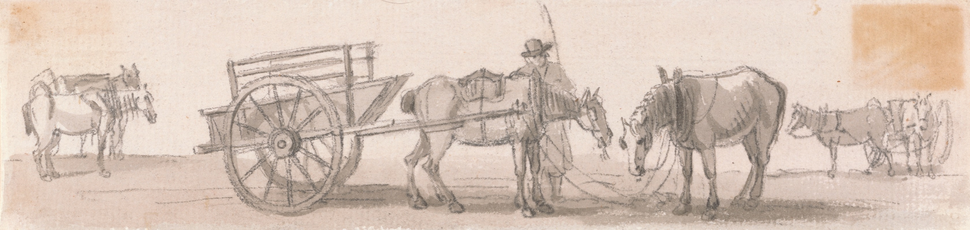 Paul Sandby - Two-wheeled Tip-cart with Horses