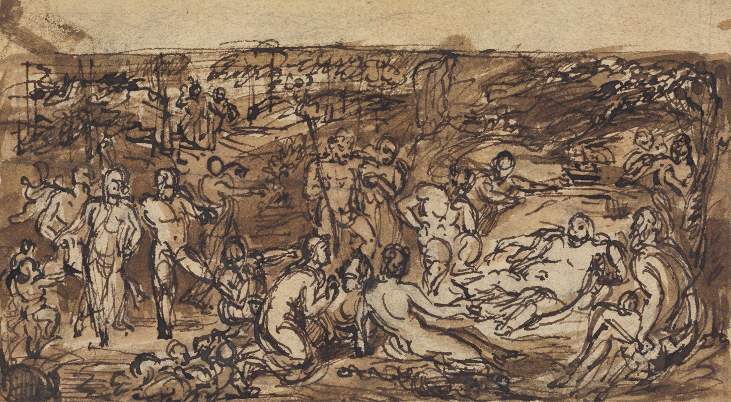 Robert Smirke - Figure Studies of a Group of People in a Wooded Clearing