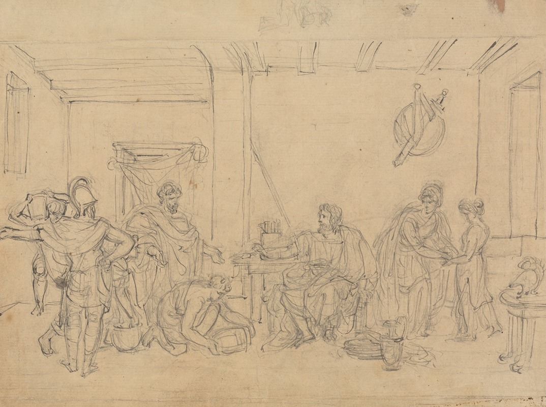 Robert Smirke - Study of an Interior Scene, with Roman Soldiers
