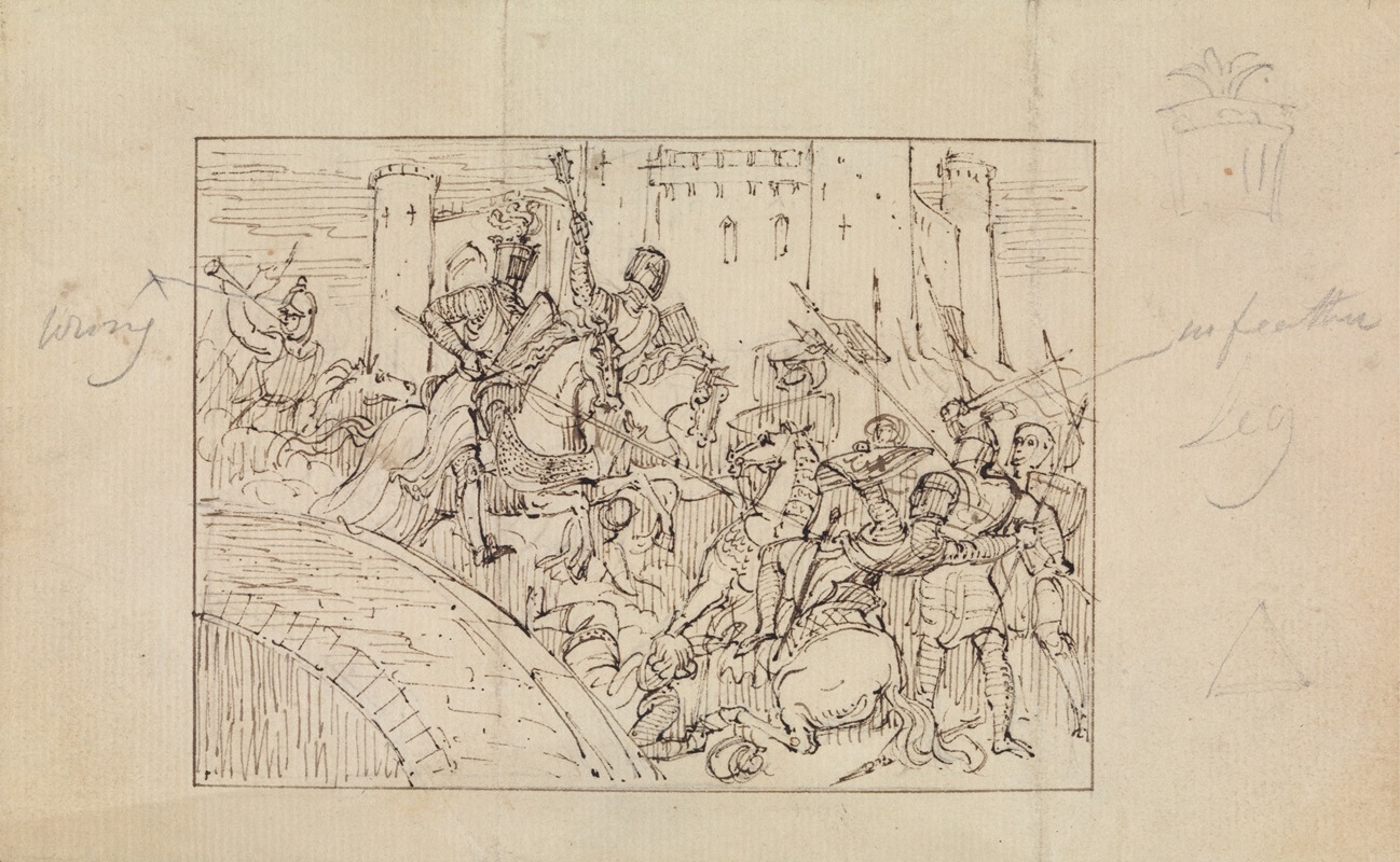 Robert Smirke - Study of Armored Knights in Battle with Horses