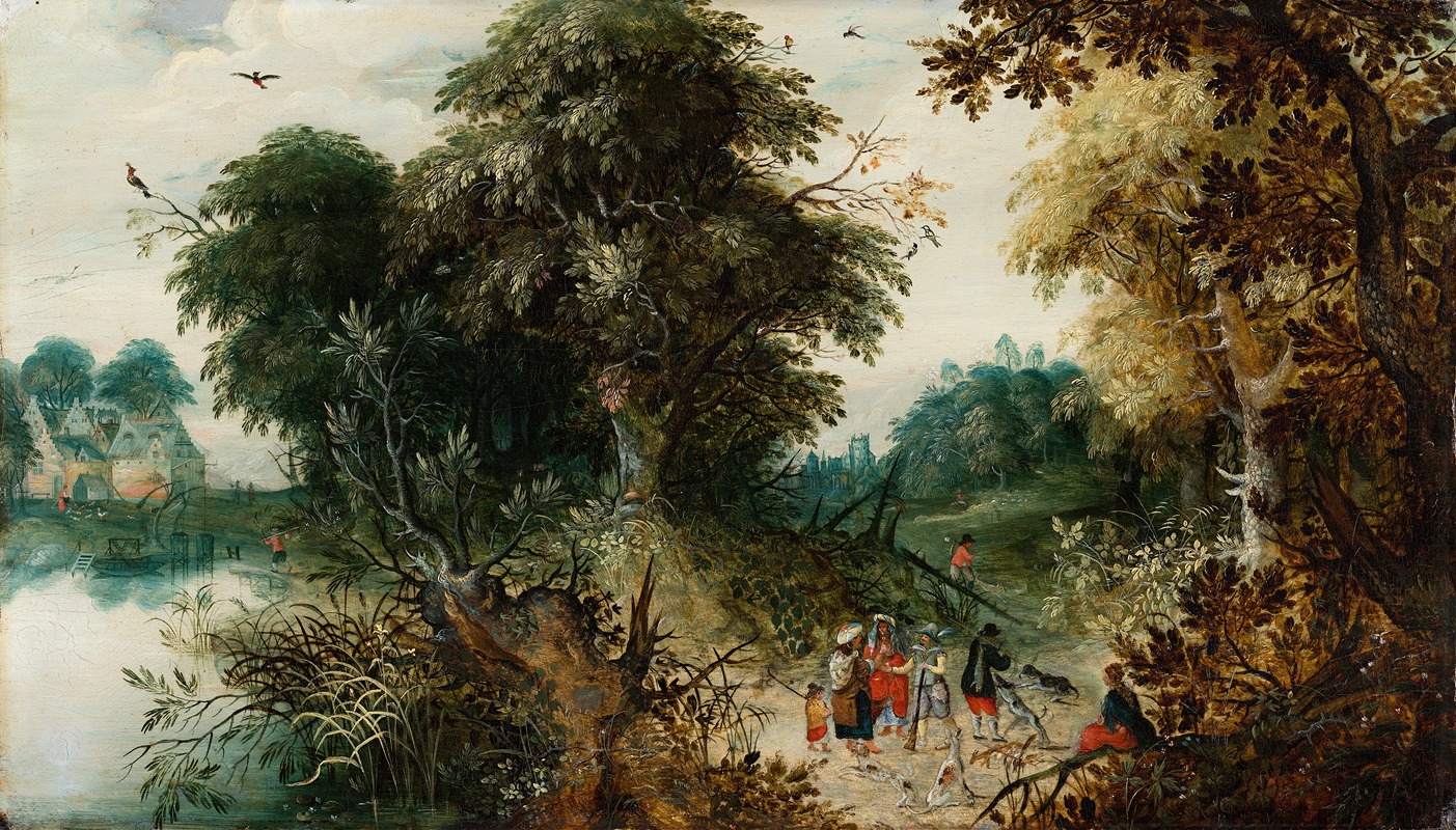 Abraham Govaerts - Forest View with Travellers