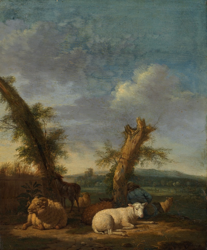 Adriaen van de Velde - Landscape with Sheep and a Sleeping Shepherd