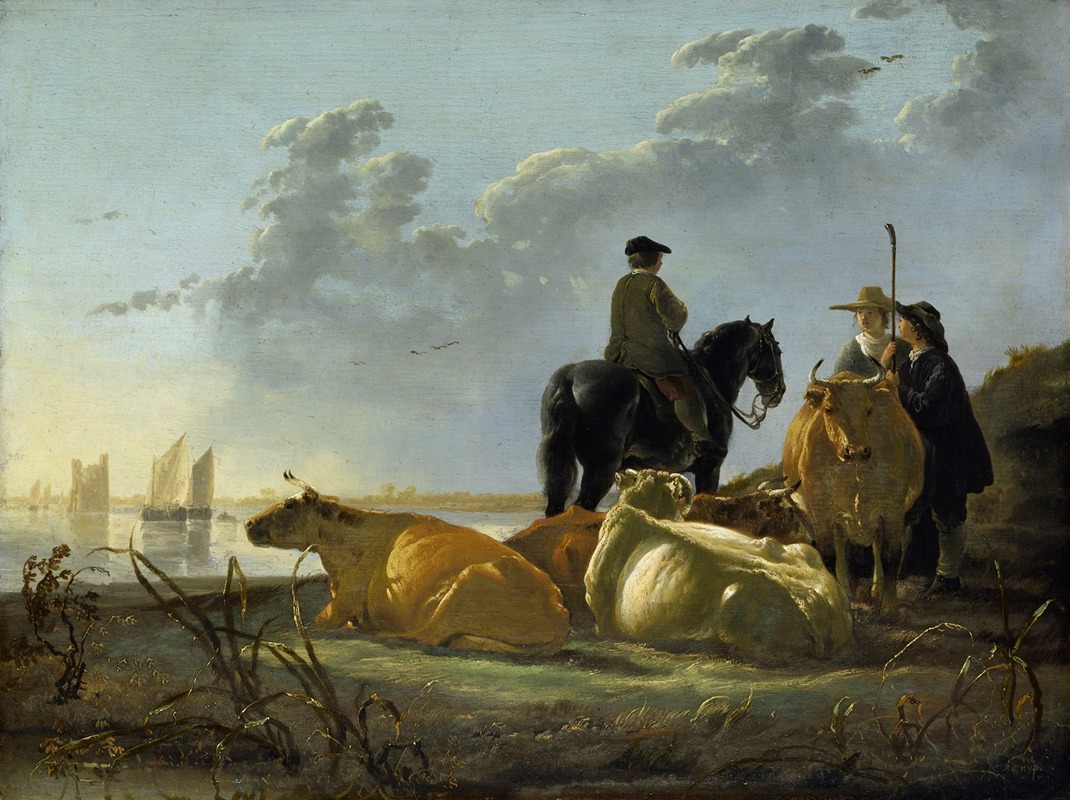 Aelbert Cuyp - Peasants and Cattle by the River Merwede