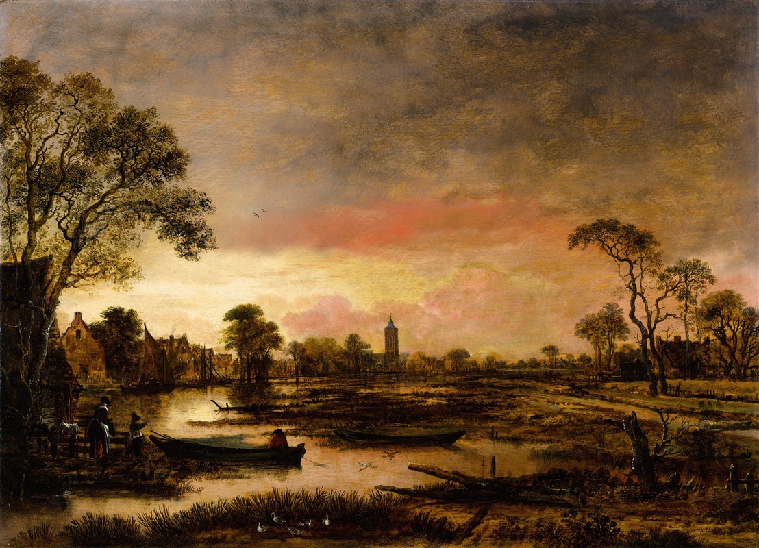 Aert van der Neer - River Landscape