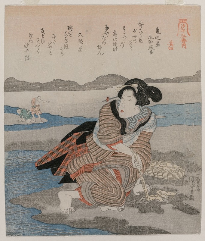 Utagawa Kuniyoshi - Woman Digging Clams; from the series Five Pictures of Low Tide