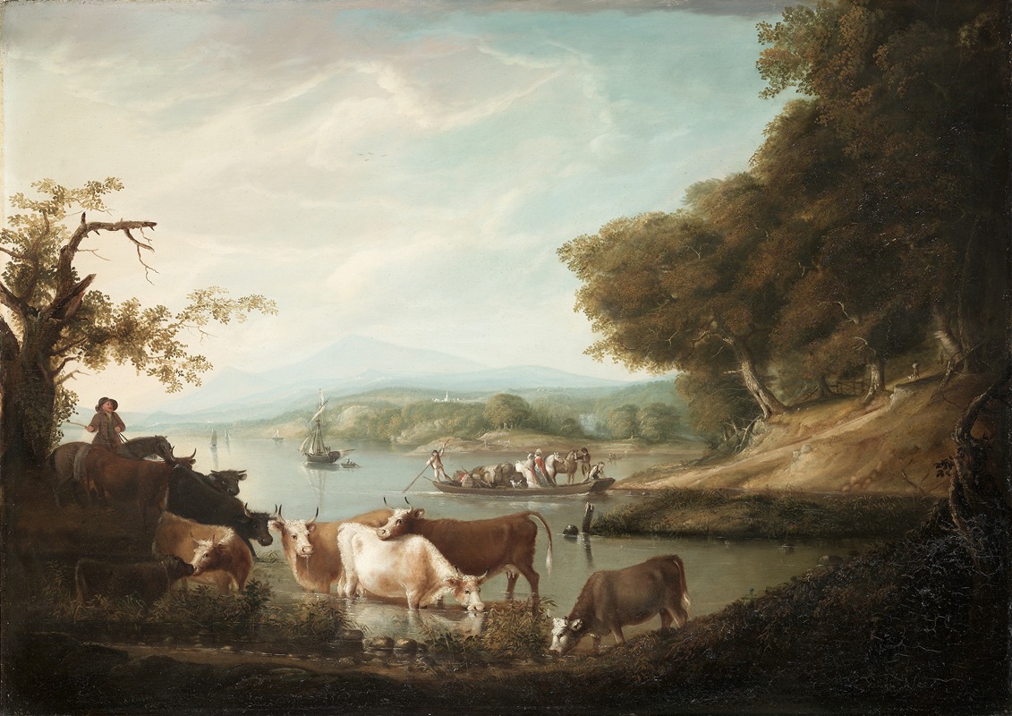 Alvan Fisher - A Calm Watering Place–Extensive and Boundless Scene with Cattle