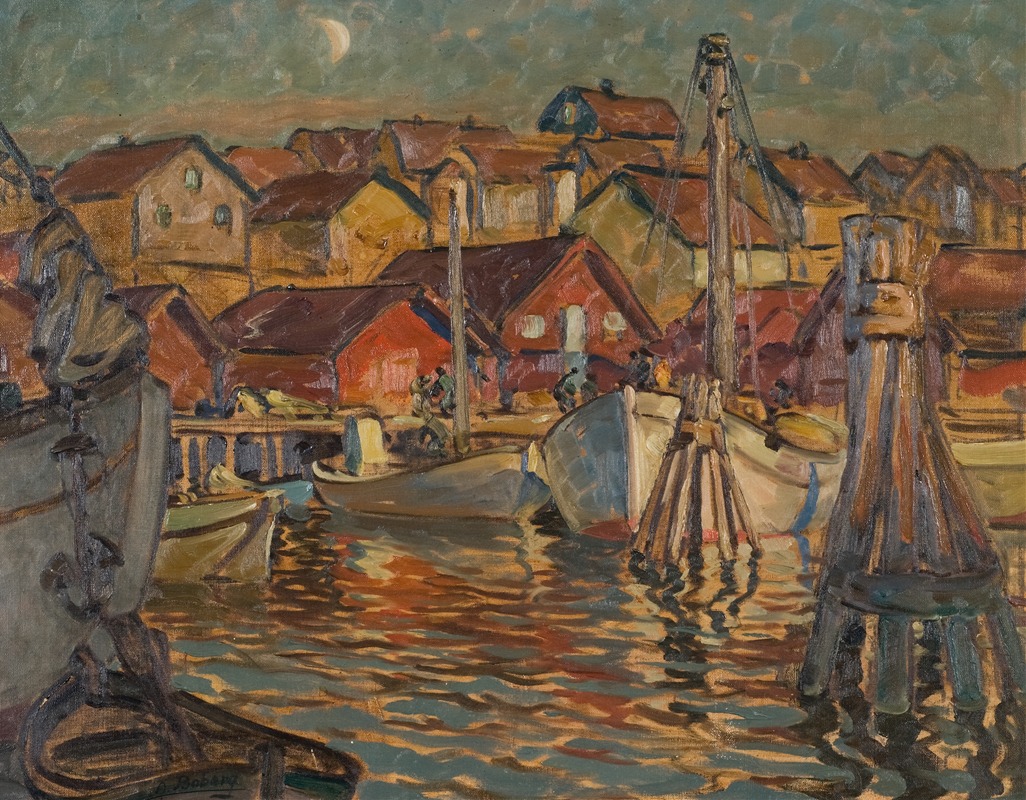 Anna Boberg - A Fishing Harbour. Study from North Norway