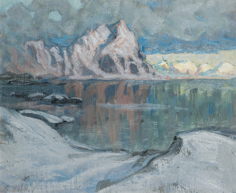 Anna Boberg - Boats between the Mountains. Study from Lofoten