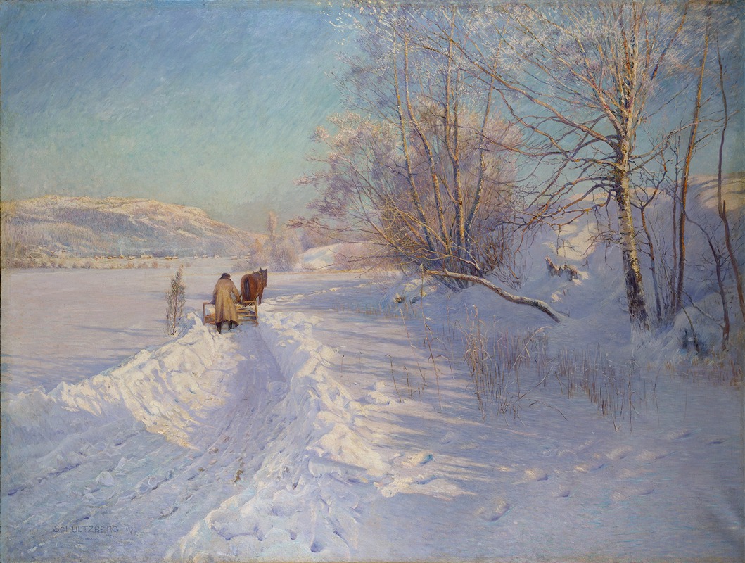 Anshelm Schultzberg - A Winter Morning after a Snowfall in Dalarna