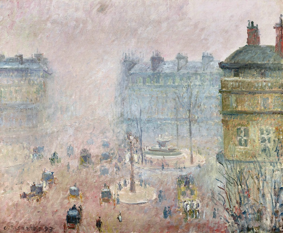 Camille Pissarro - Place du Theatre Francais,Fog Effect