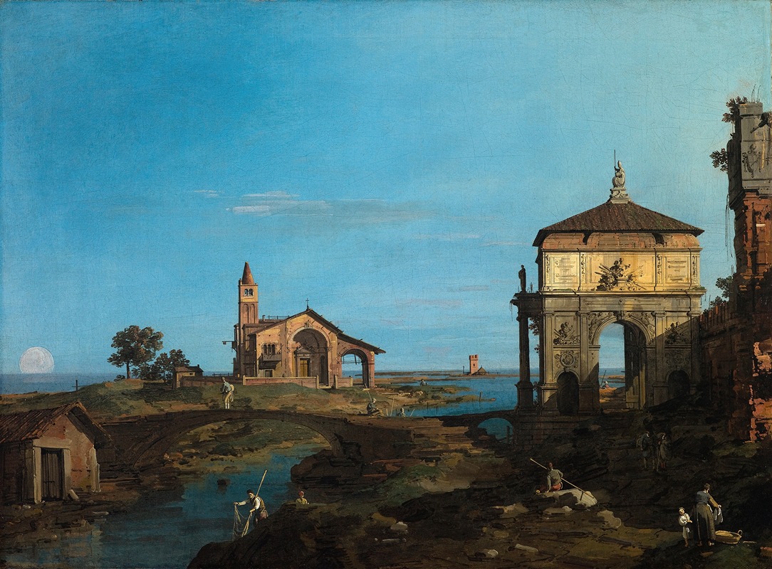 Canaletto - An Island in the Lagoon with a Gateway and a Church