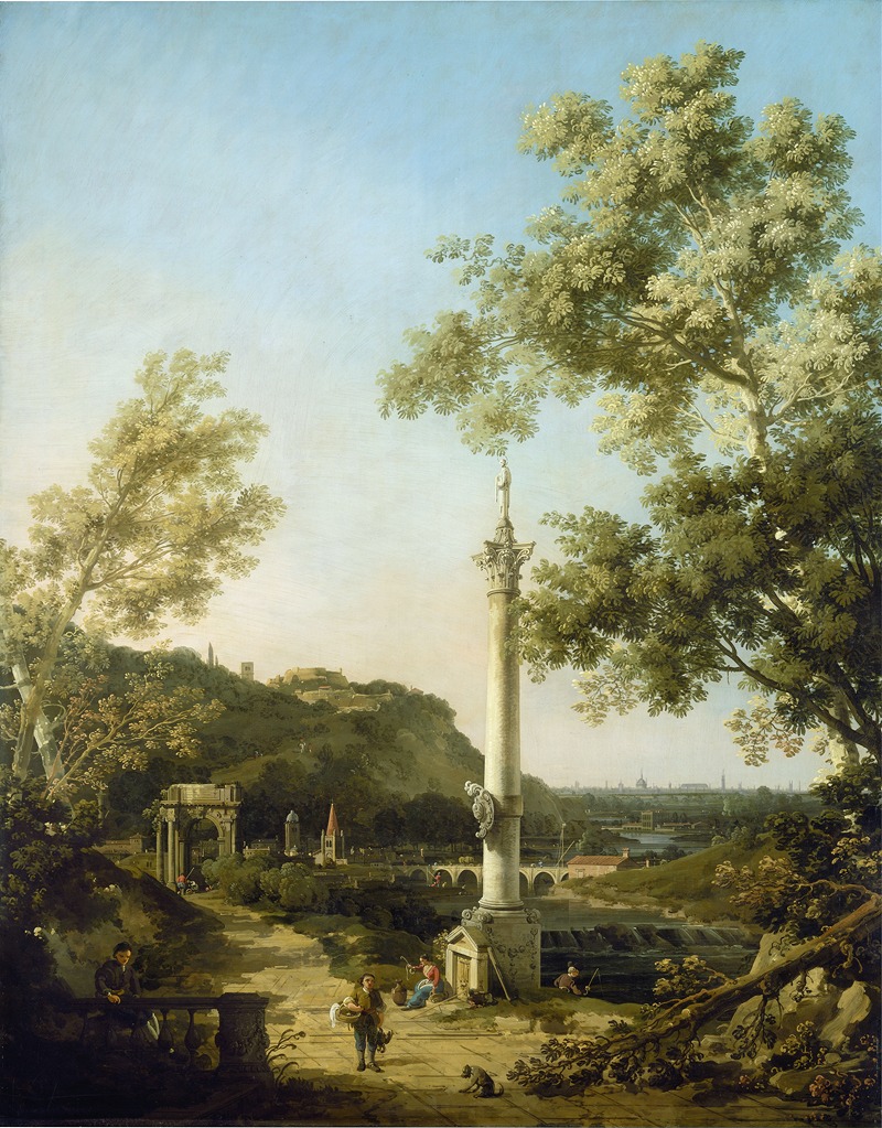 Canaletto - English Landscape Capriccio with a Column
