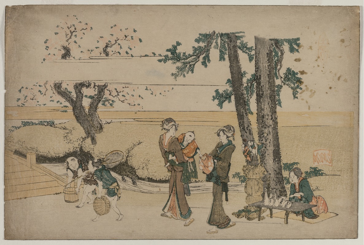 Katsushika Hokusai - Woman Passing a Roadside Shop Near Oji