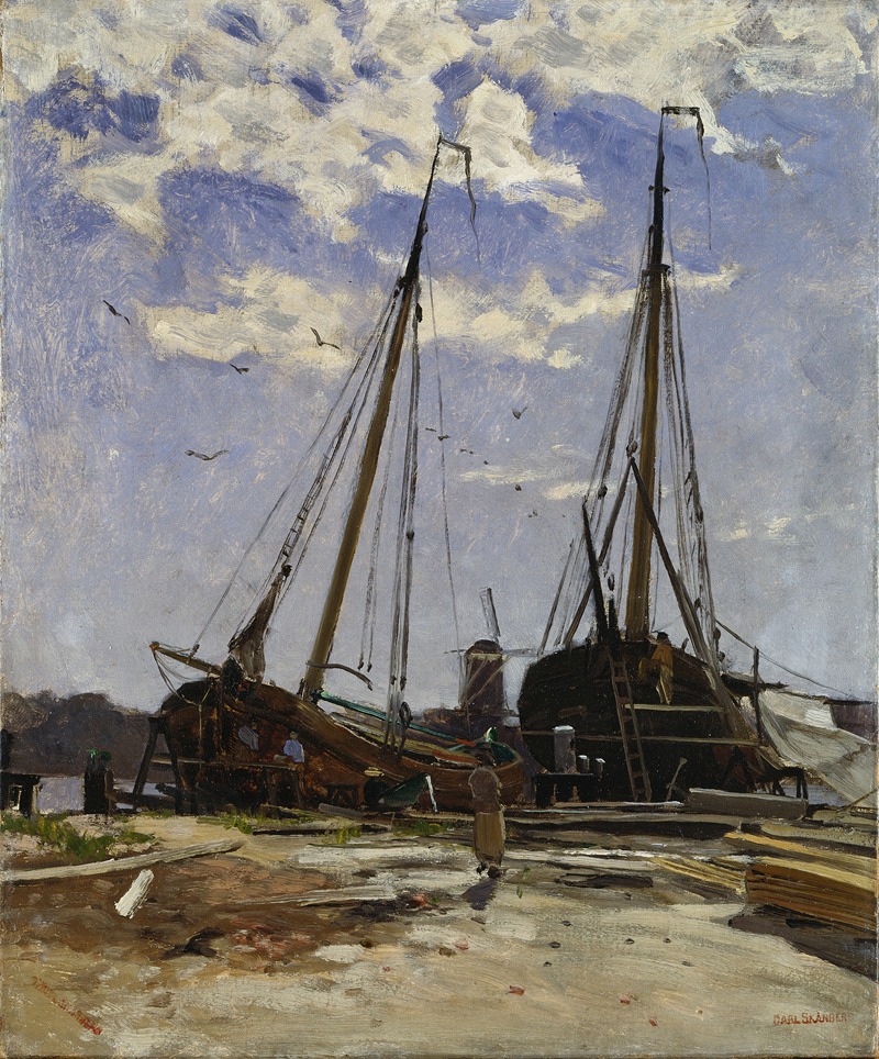 Carl Skånberg - Study for Dordrecht Harbour, 1880, Göteborgs konstmuseum