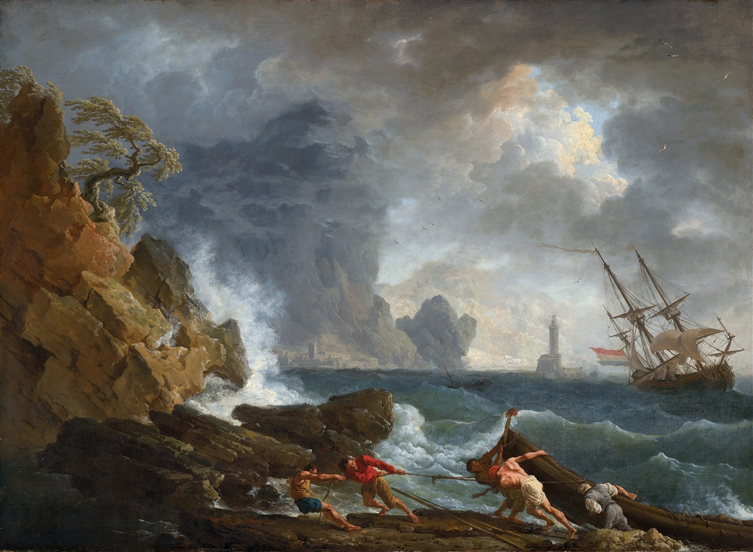 Claude-Joseph Vernet - An Italian Harbour in Stormy Weather