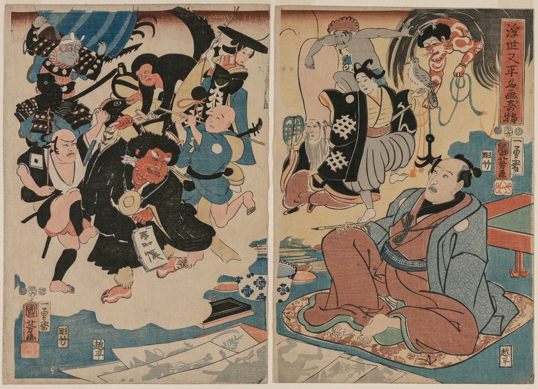 Utagawa Kuniyoshi - The Strange Occurence of Ukiyo Matahei and his Famous Paintings