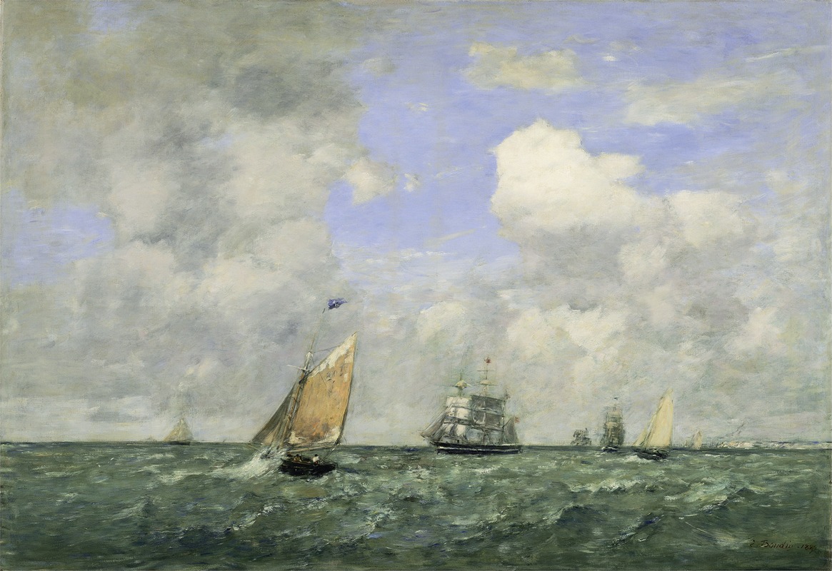 Eugène Boudin - Ships and Sailing Boats Leaving Le Havre
