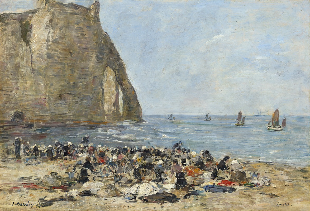Eugène Boudin - Washerwomen on the Beach of Etretat
