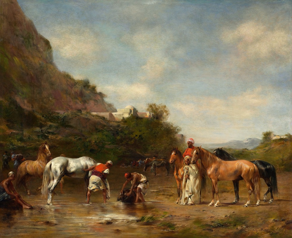 Eugène Fromentin - Arabs watering their horses