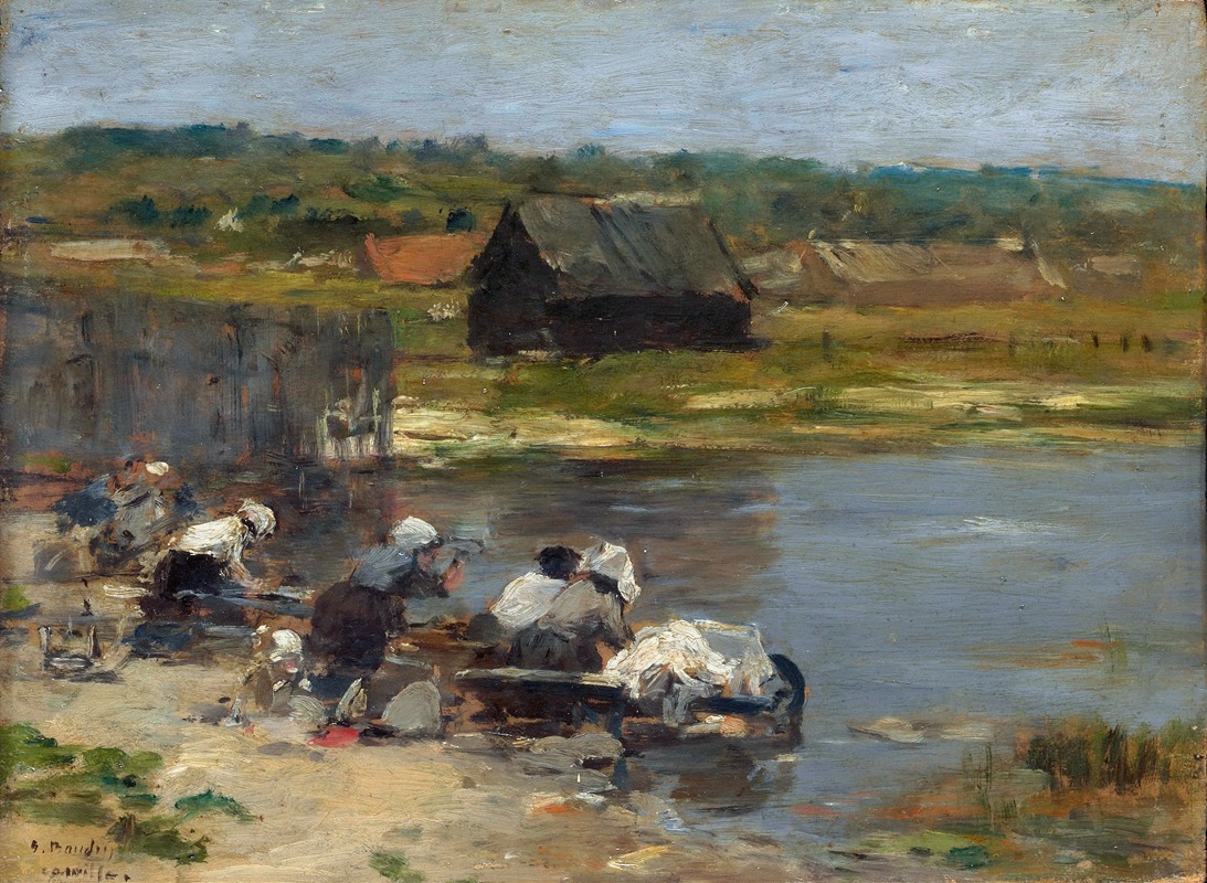 Eugène Boudin - Washerwomen at the Edge of the Pond