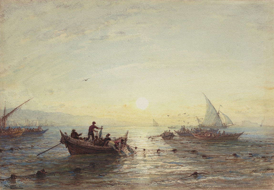 Félix Ziem - Tuna Fishing at Sunrise off the Coast near Marseilles