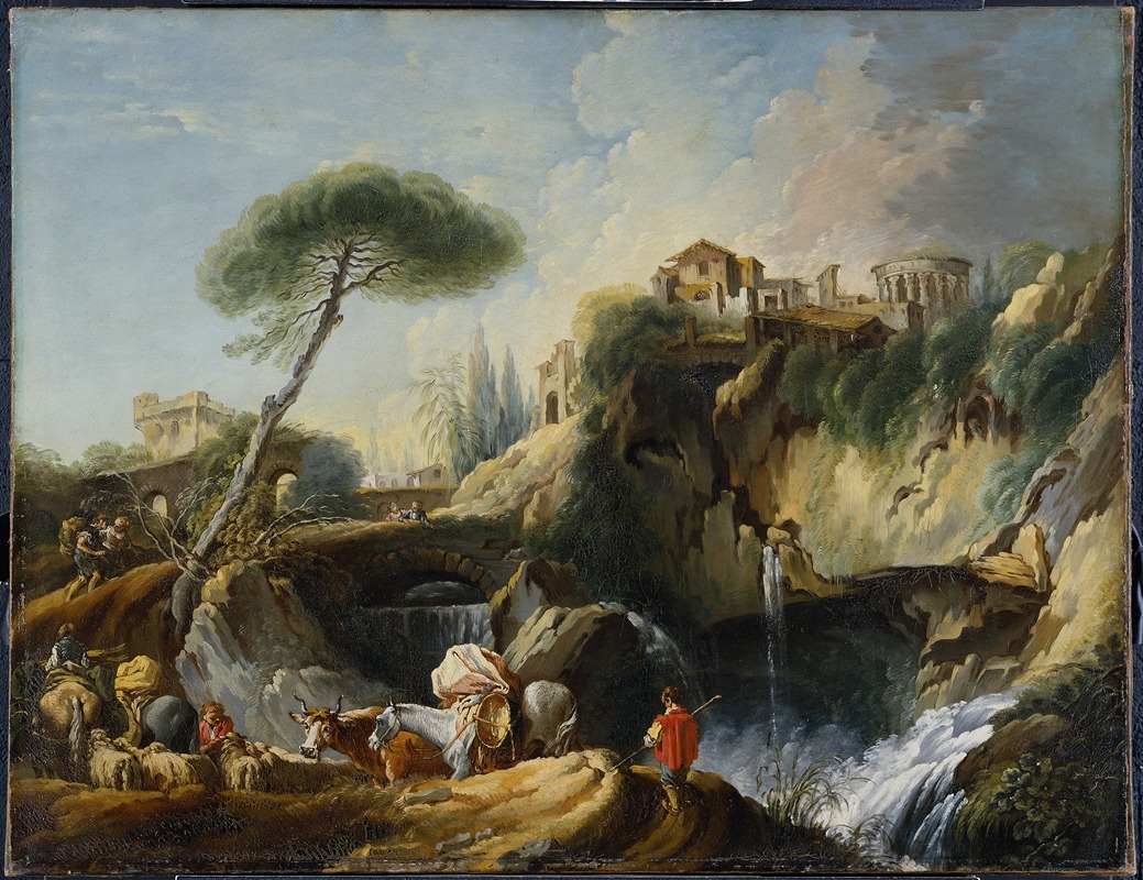 François Boucher - View of Tivoli with the Temple of Vesta