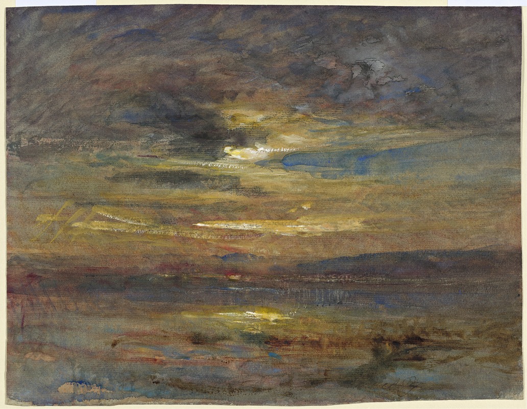 François-Auguste Ravier - Sunset over a Pond