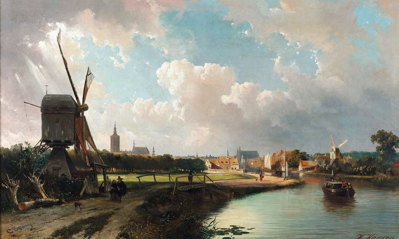 Gerrit Adriaensz. Berckheyde - View of The Hague from the Delftse Vaart in the Seventeenth Century