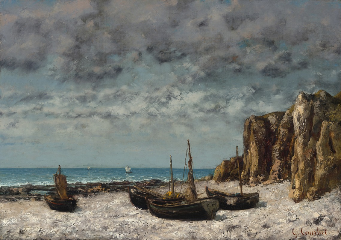 Gustave Courbet - Boats on a Beach,Etretat