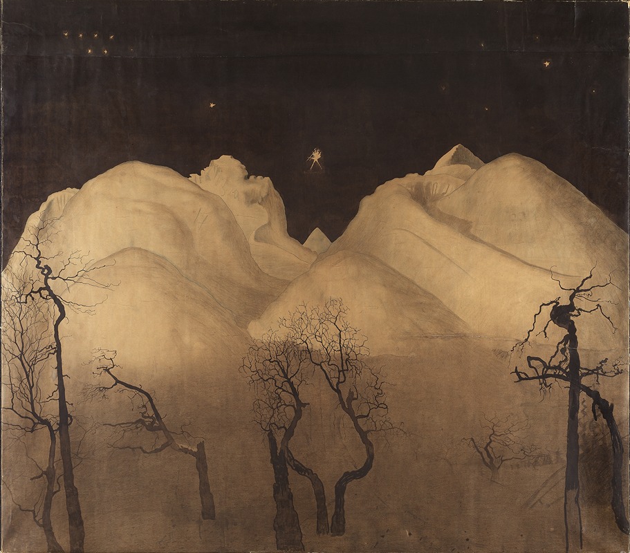 Harald Sohlberg - Winter Night in the Mountains. Study