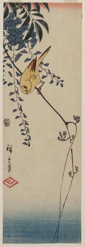 Andō Hiroshige - Canary and Wisteria