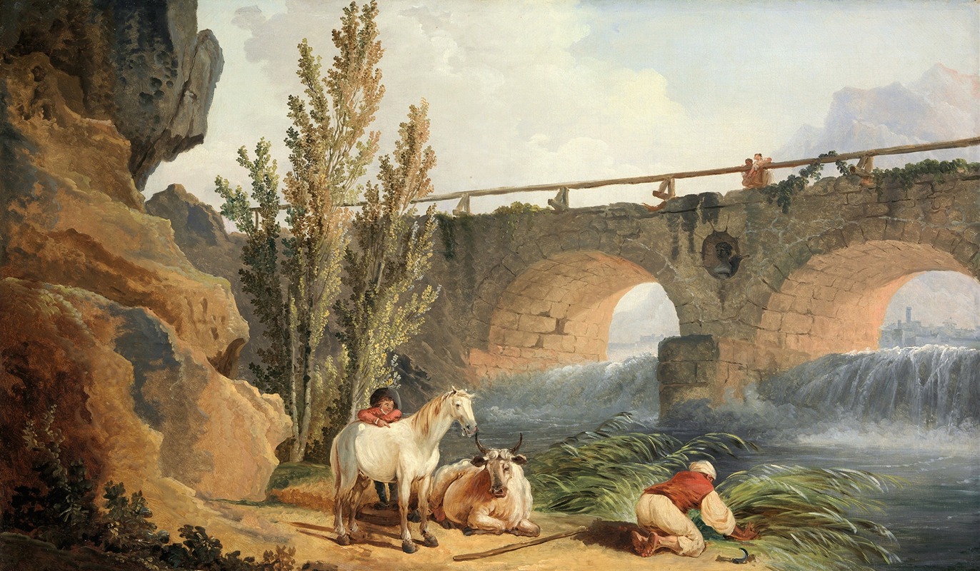 Hubert Robert - Bridge over a Cascade