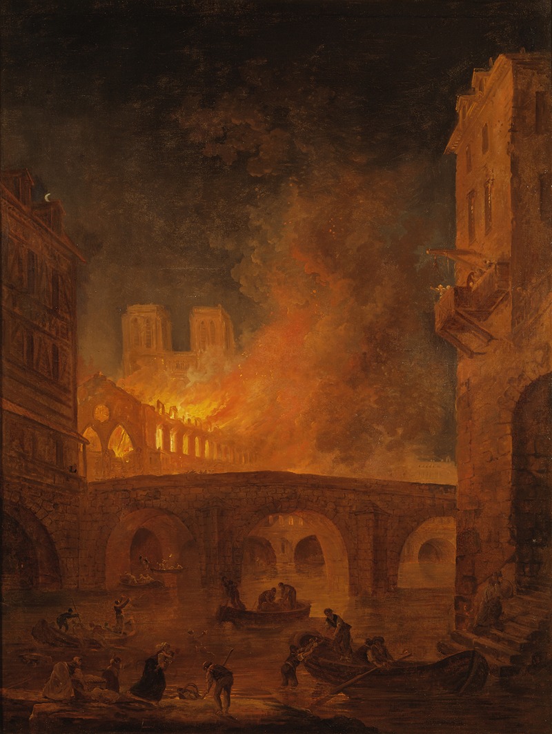 Hubert Robert - The Fire of Hôtel-Dieu in Paris