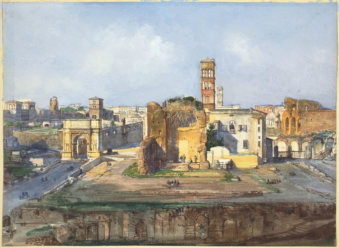 Ippolito Caffi - The Arch of Titus and the Temple of Venus and Rome near the Roman Forum