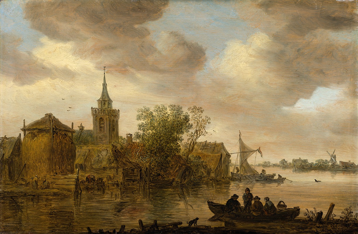 Jan van Goyen - River View with Church and Farmhouse