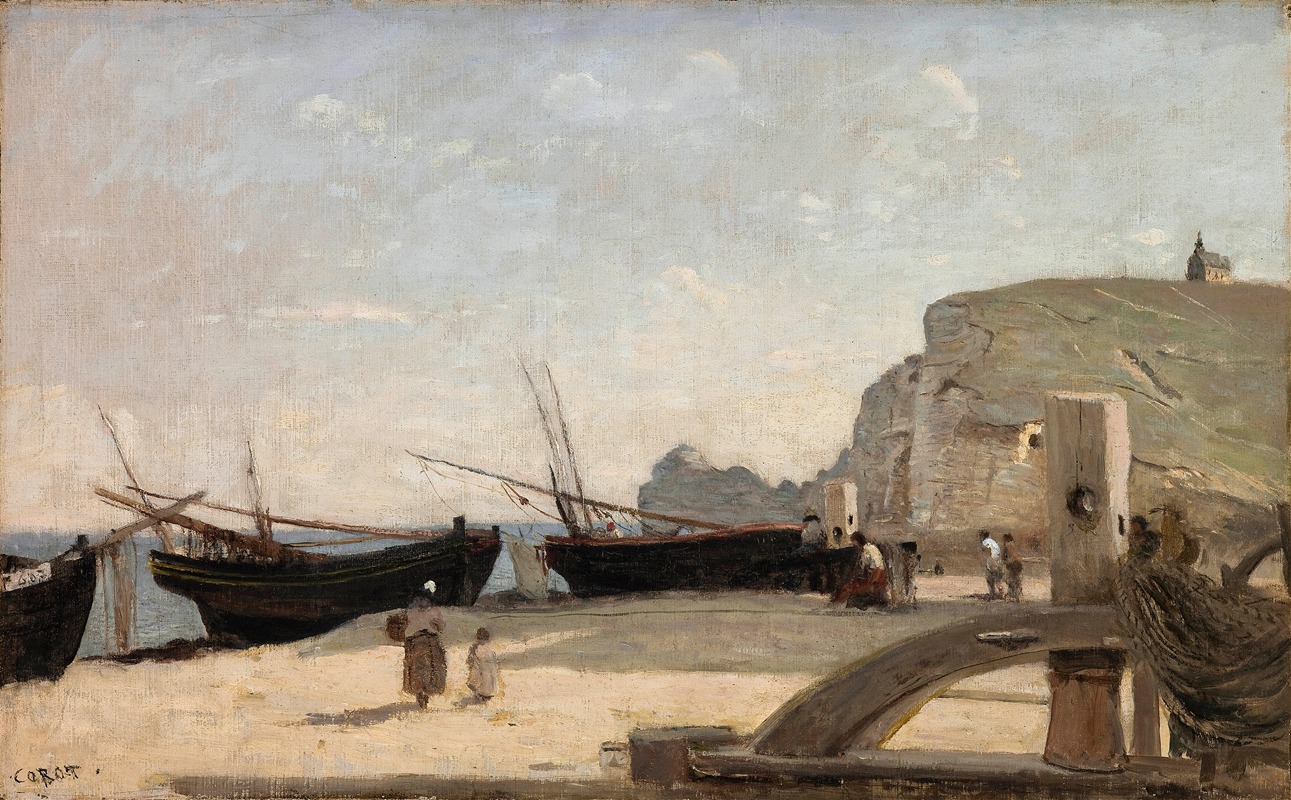 Jean-Baptiste-Camille Corot - The Beach, Étretat