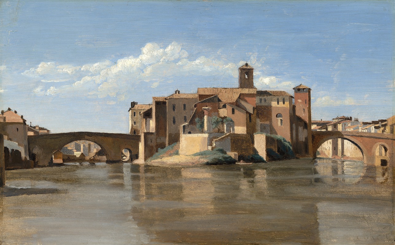 Jean-Baptiste-Camille Corot - The Island and Bridge of San Bartolomeo,Rome
