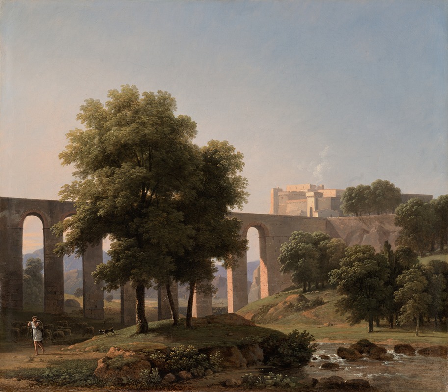 Jean-Victor Bertin - An Aqueduct Near a Fortress