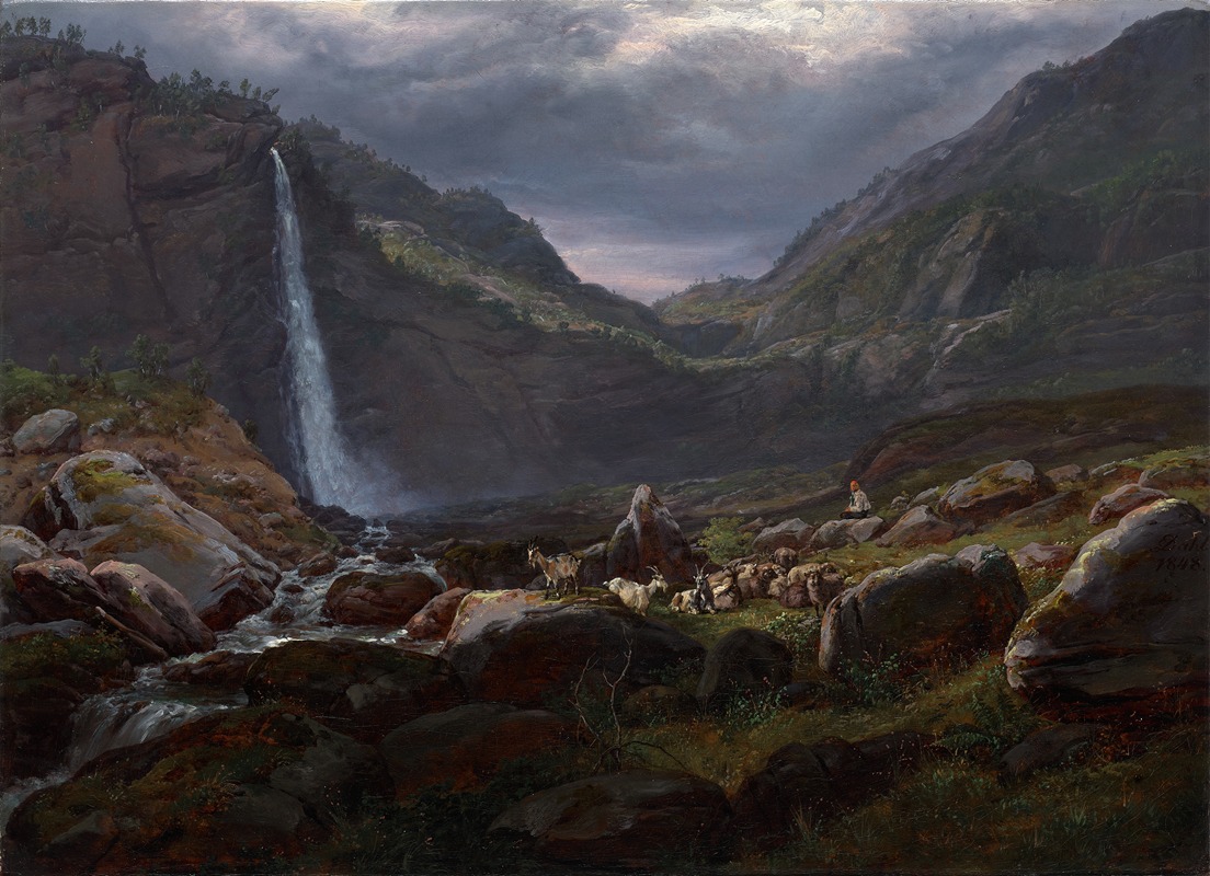 Johan Christian Dahl - Feige Waterfall (Feigefossen), Lysterfjord, Norway