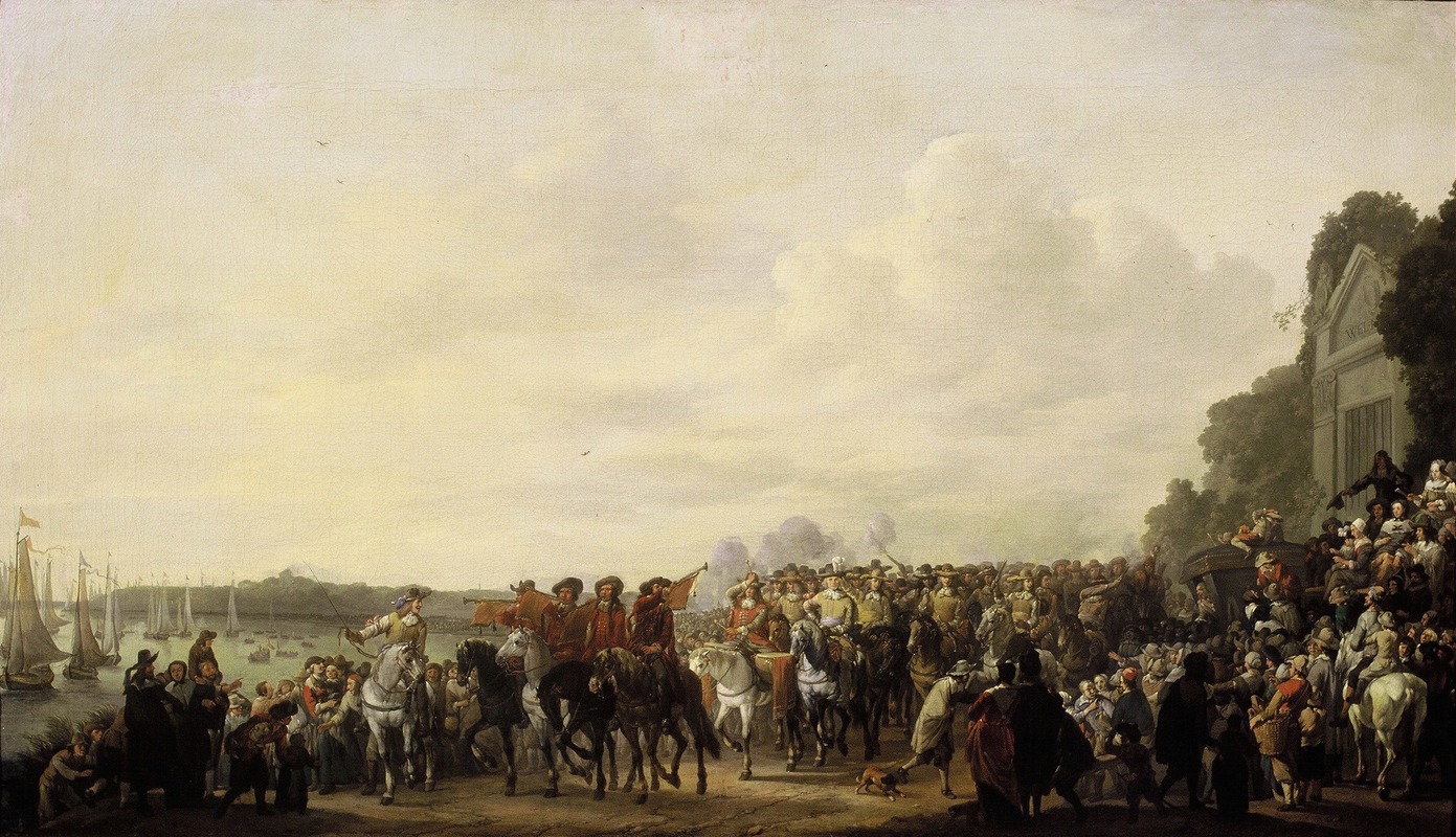 Johannes Lingelbach - Charles II (1630-1685) stopping at the Estate of Wema on the Rotte on his Journey from Rotterdam to The Hague, 25 May 1660