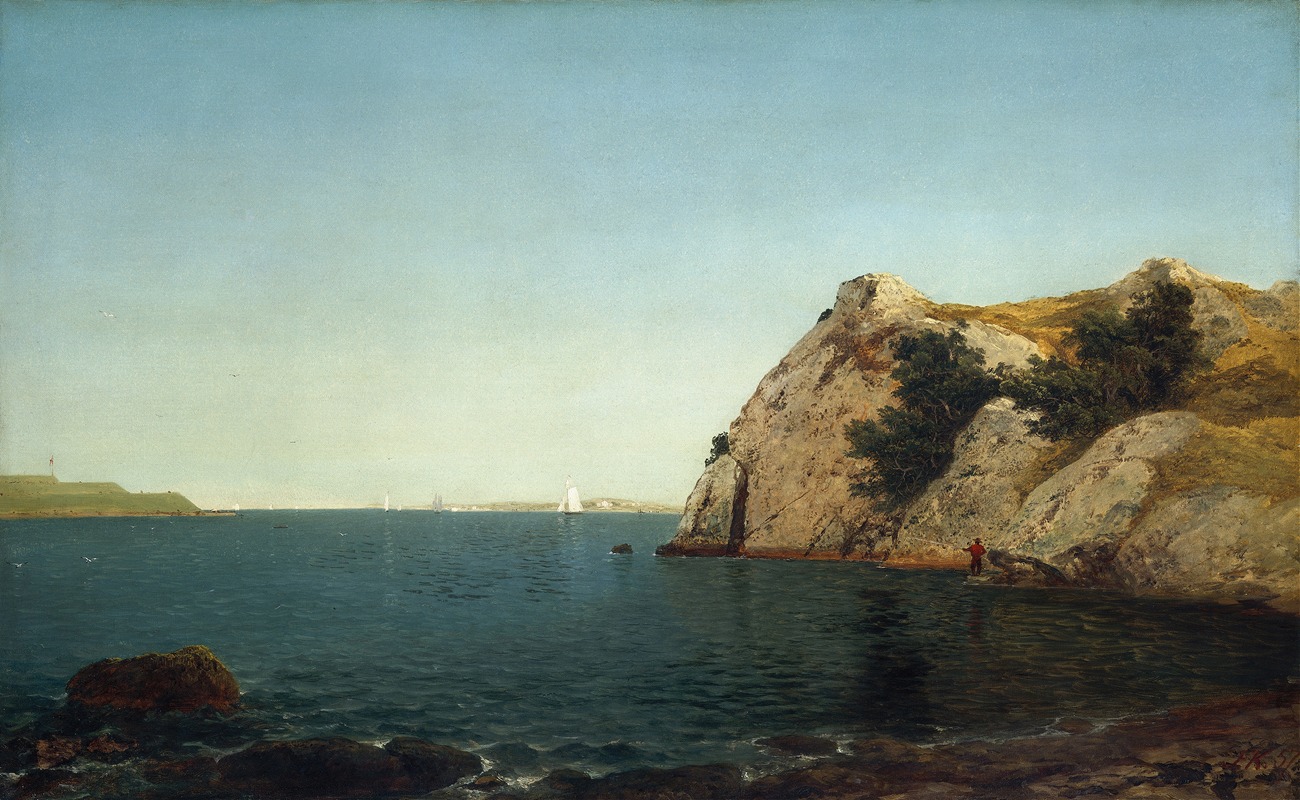 John Frederick Kensett - Beacon Rock,Newport Harbor