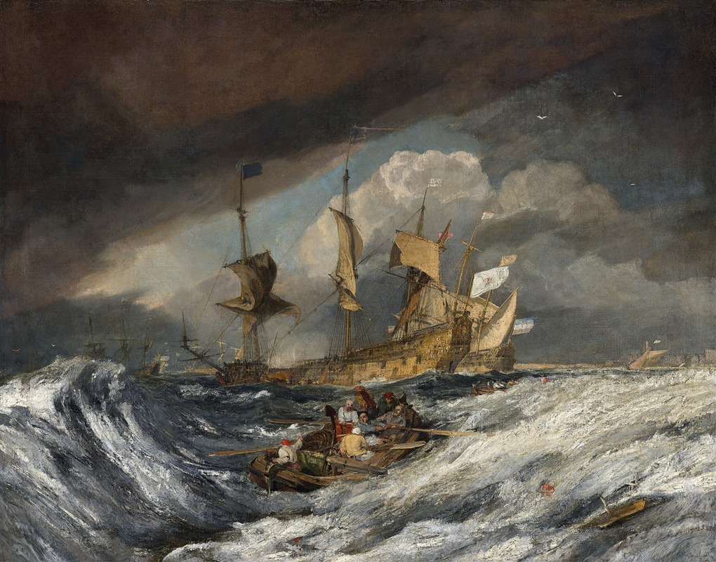 Joseph Mallord William Turner - Boats Carrying Out Anchors to the Dutch Men of War