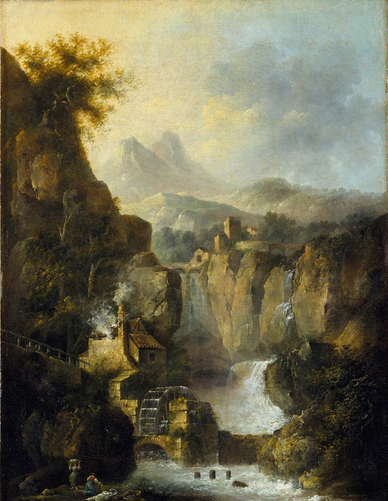 Louis Belanger - Mountainous Landscape with a Waterfall