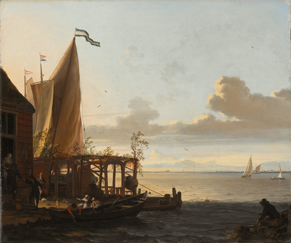 Ludolf Bakhuysen - Small Harbour near a Tavern