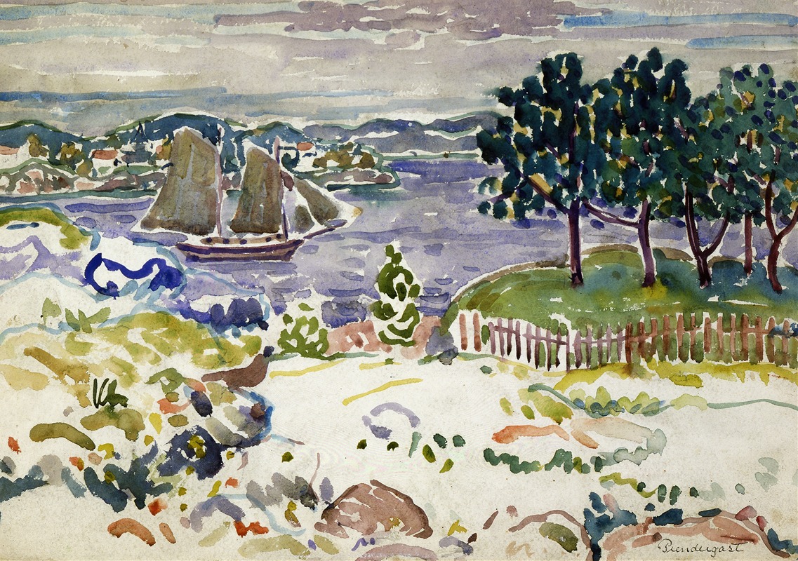 Maurice Prendergast - Inlet with Sailboat, Maine